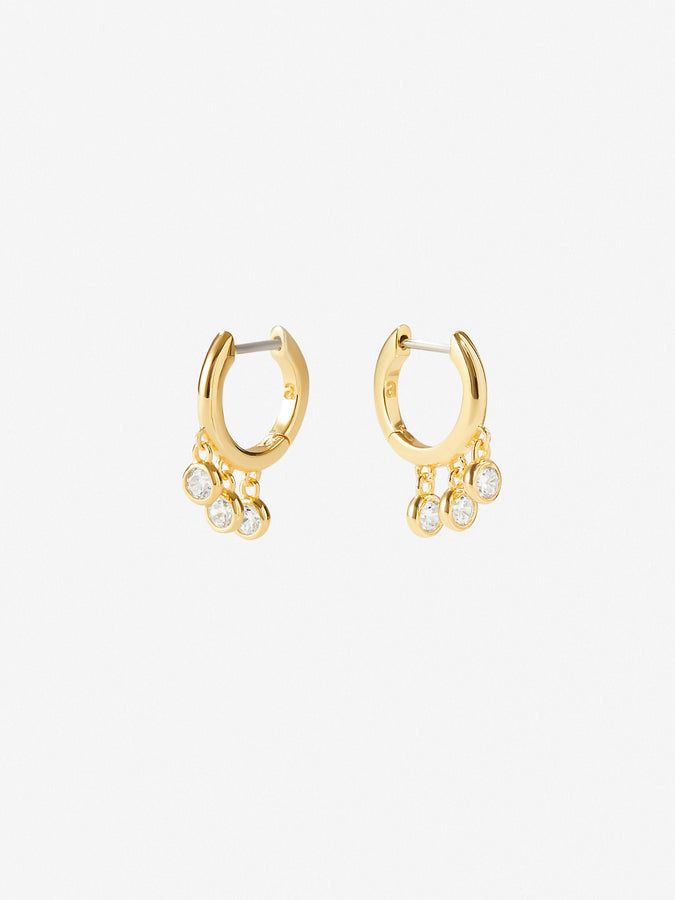 Trendy Silver hoop earrings with a coin charm - LAVI Collection